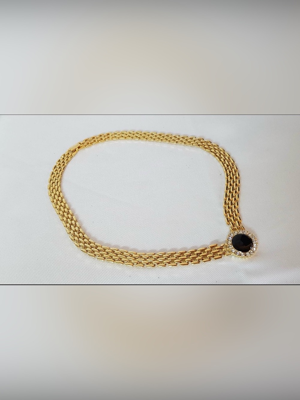 Vintage park lane Gold tone Chain Necklace with Black Stone and matching earring - Picture 4 of 4